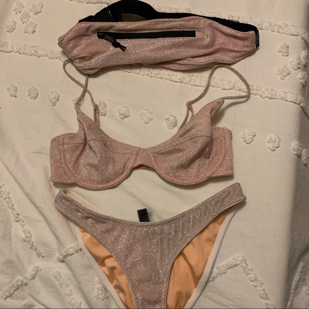 triangl lina sparkle blush bikini size small